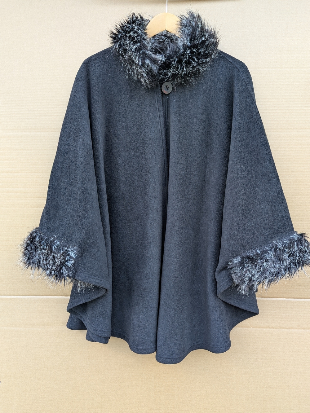 Parkhurst Cape Jacket Hood Faux-Fur Trim Black Quiet Luxury Mob Wife Canada Made